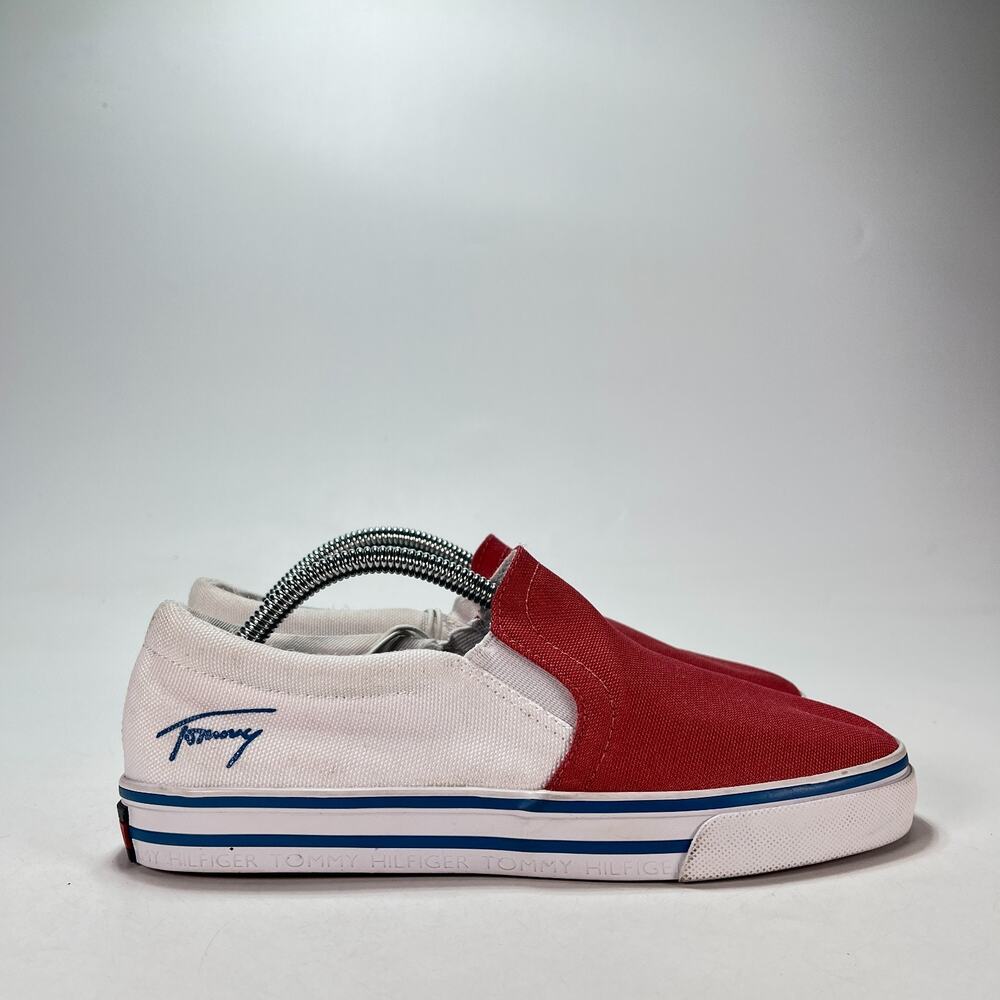 Tommy Hilfiger Oaklyn White Red Canvas Casual Slip On Sneakers Women's Size 5.5M